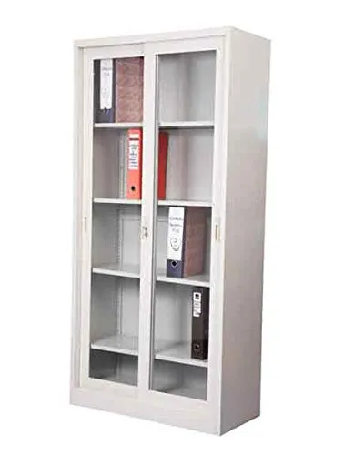 PAN Steel Filing Cupboard with Glass Sliding Door Grey Colour