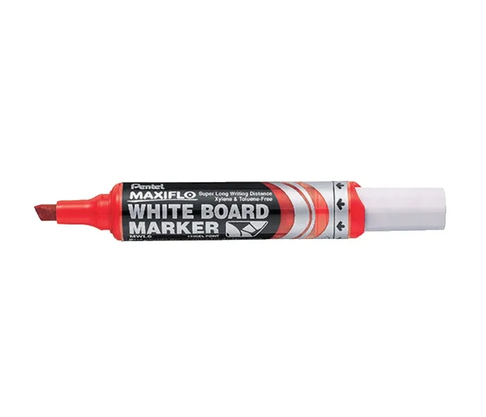 Pentel Maxiflo White BoardMarker Slim Chisel Tip Red