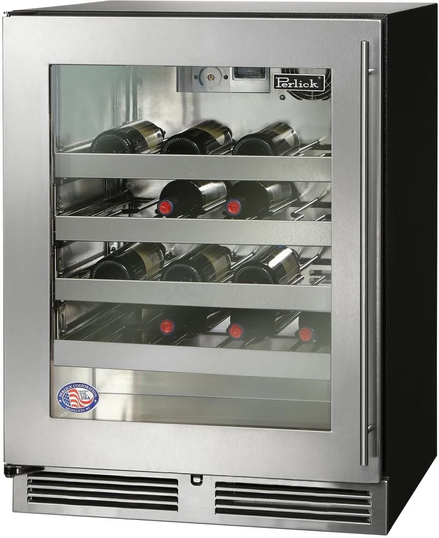 Perlick 24-Inch 32 Bottle Built-In Single Zone Wine Cooler HA24WB-4-3