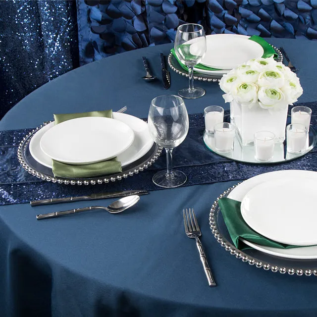 Polyester 108" Round Tablecloth - Navy Blue