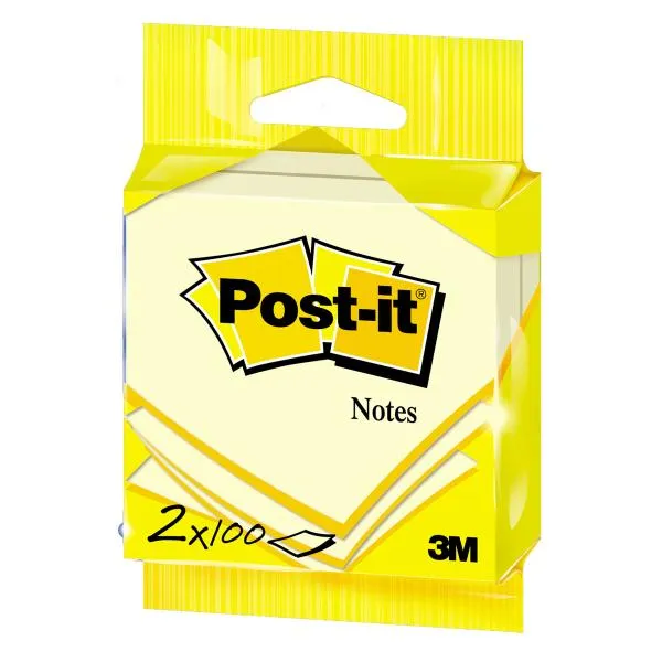 Post-it - Notes - Canary Yellow - 76mm x 76mm - 100 sheets - Pack of 2