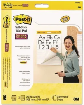 Post-It Wall Easel Ruled Pad' Self Stick' 20 In. W X 23 In. H' White' 20 Sheets Per Pad' 2 Pads Per Pack