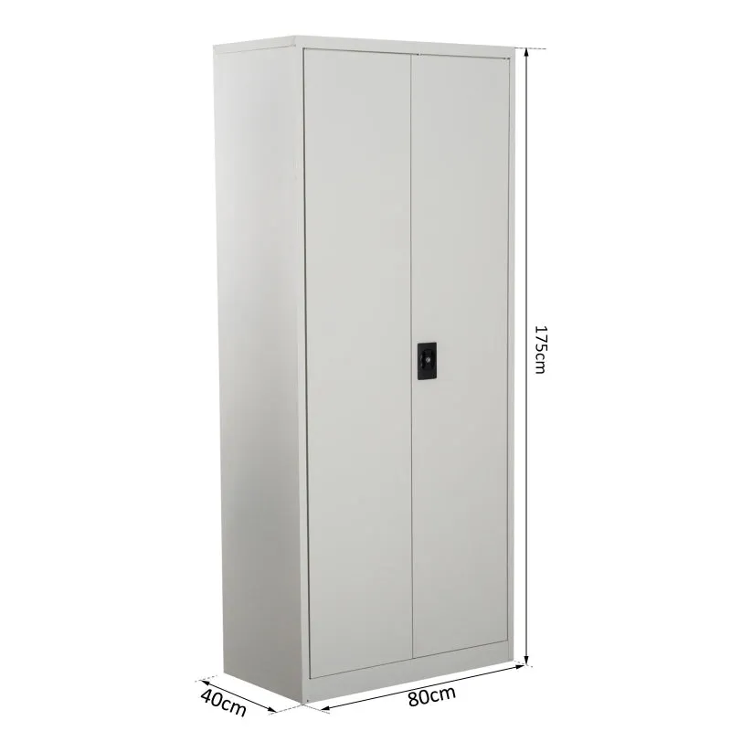 ProperAV Extra Rolled Steel Filing Cabinet with Doors & Compartments - Cream White