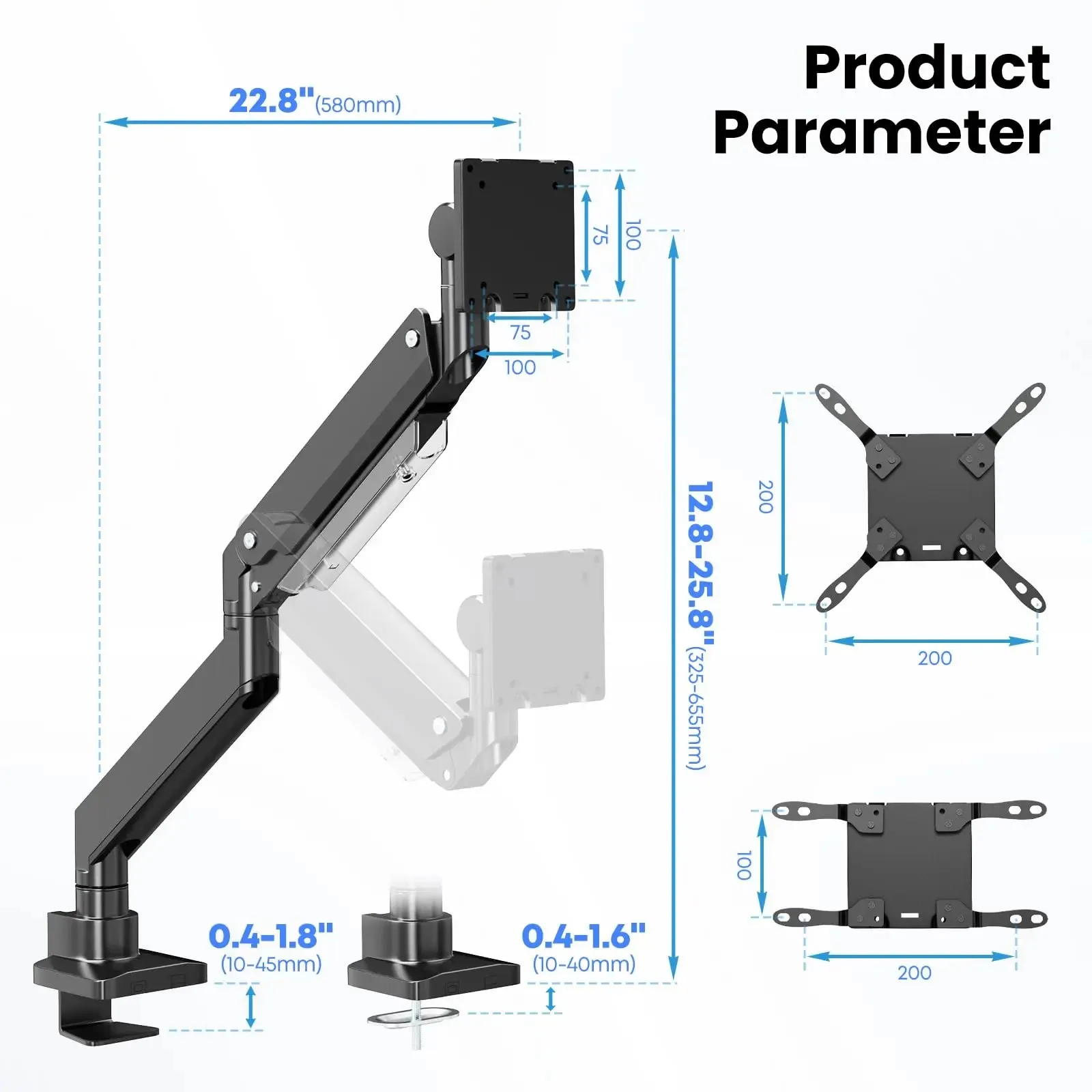 PUTORSEN 17-57 Inch Ultrawide Monitor Arm and TV Desk Mount