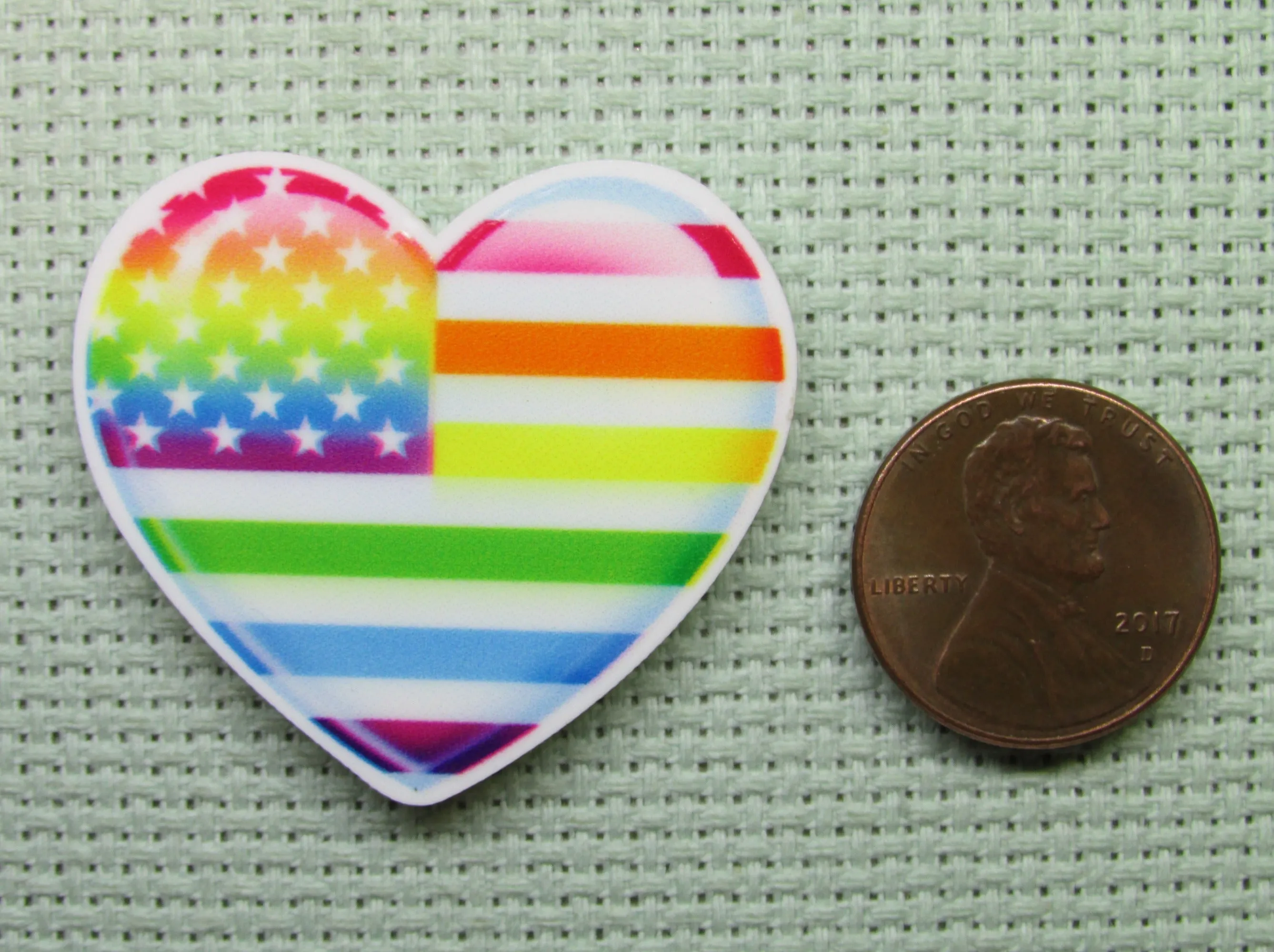 Rainbow Heart Flag Needle Minder, Cover Minder, Magnet