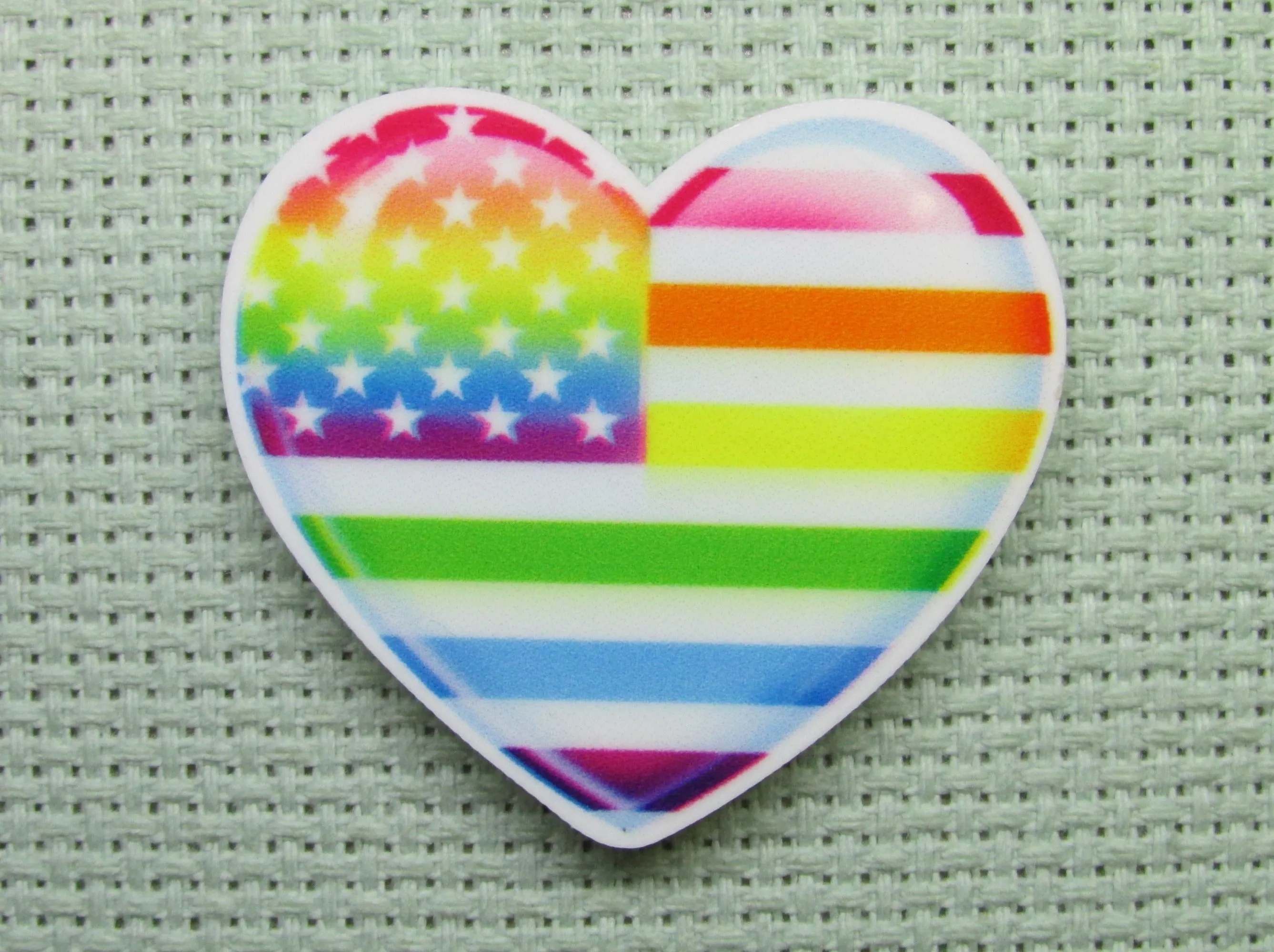 Rainbow Heart Flag Needle Minder, Cover Minder, Magnet