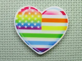 Rainbow Heart Flag Needle Minder, Cover Minder, Magnet