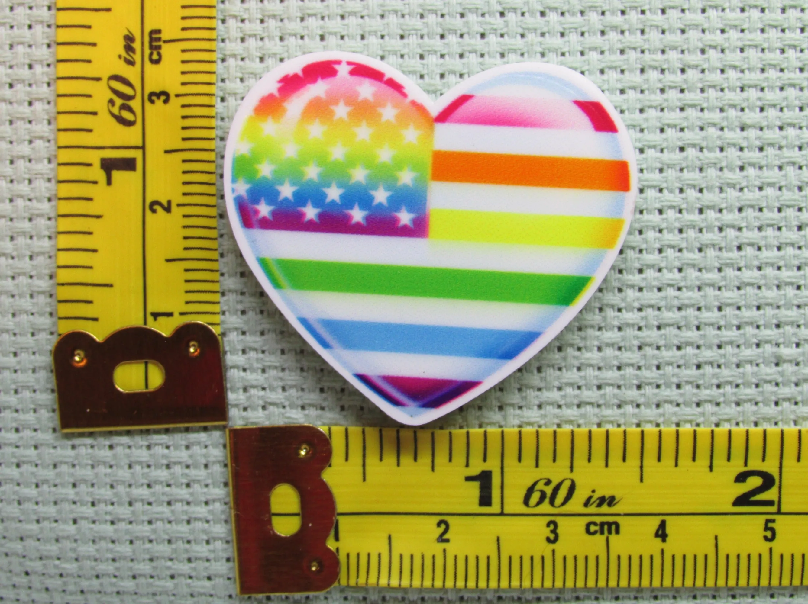 Rainbow Heart Flag Needle Minder, Cover Minder, Magnet