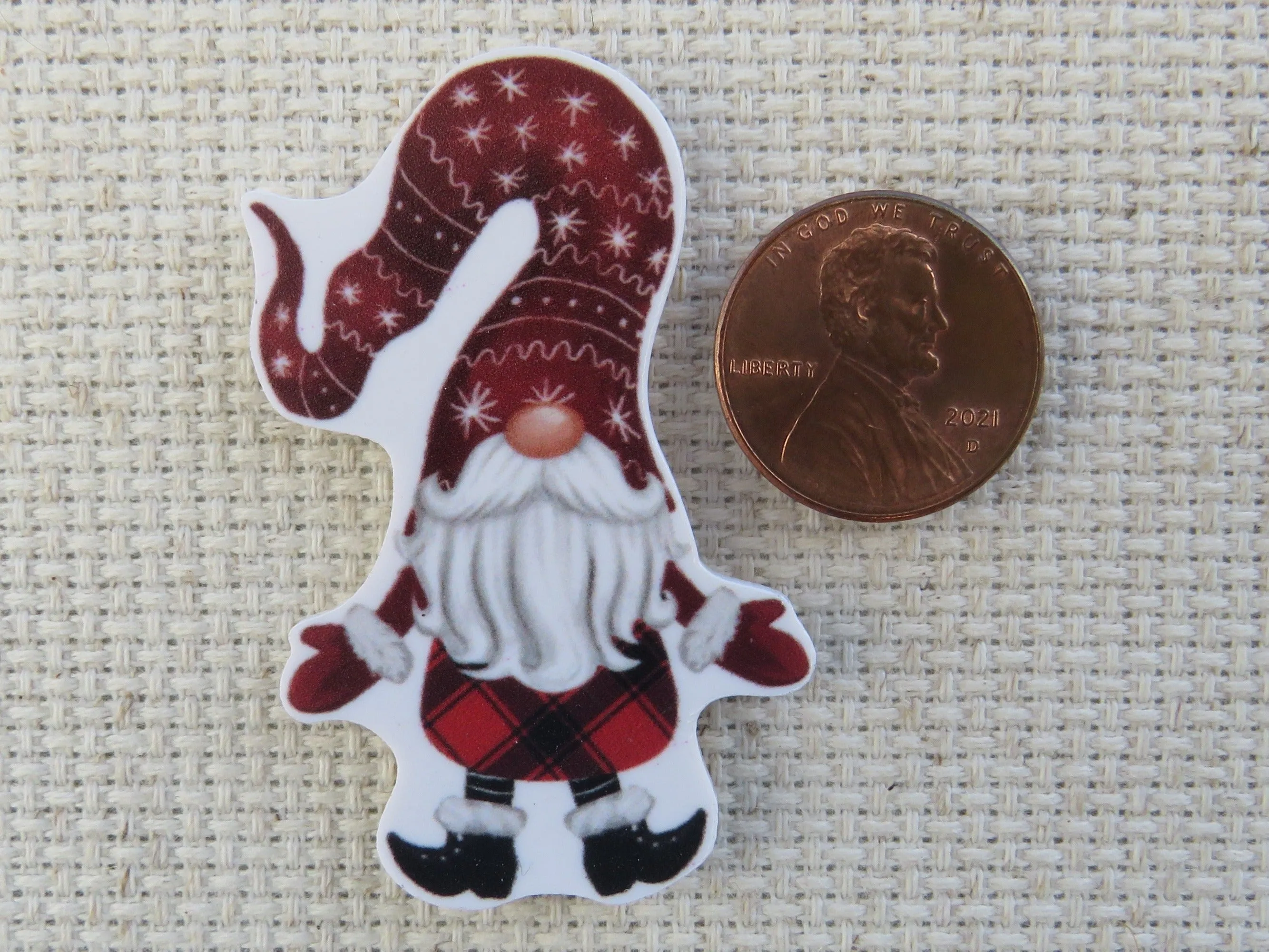 Red Dancing Gnome Needle Minder, Cover Minder, Magnet