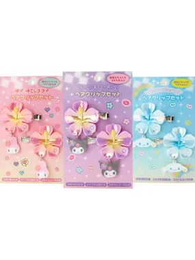 Sanrio Hair Clips Set (Flower Series - Kuromi, My Melody, Cinnamoroll)