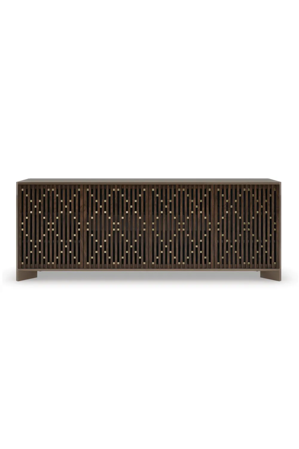 Slatted Wood Media Console | Caracole Diamond In The Rough