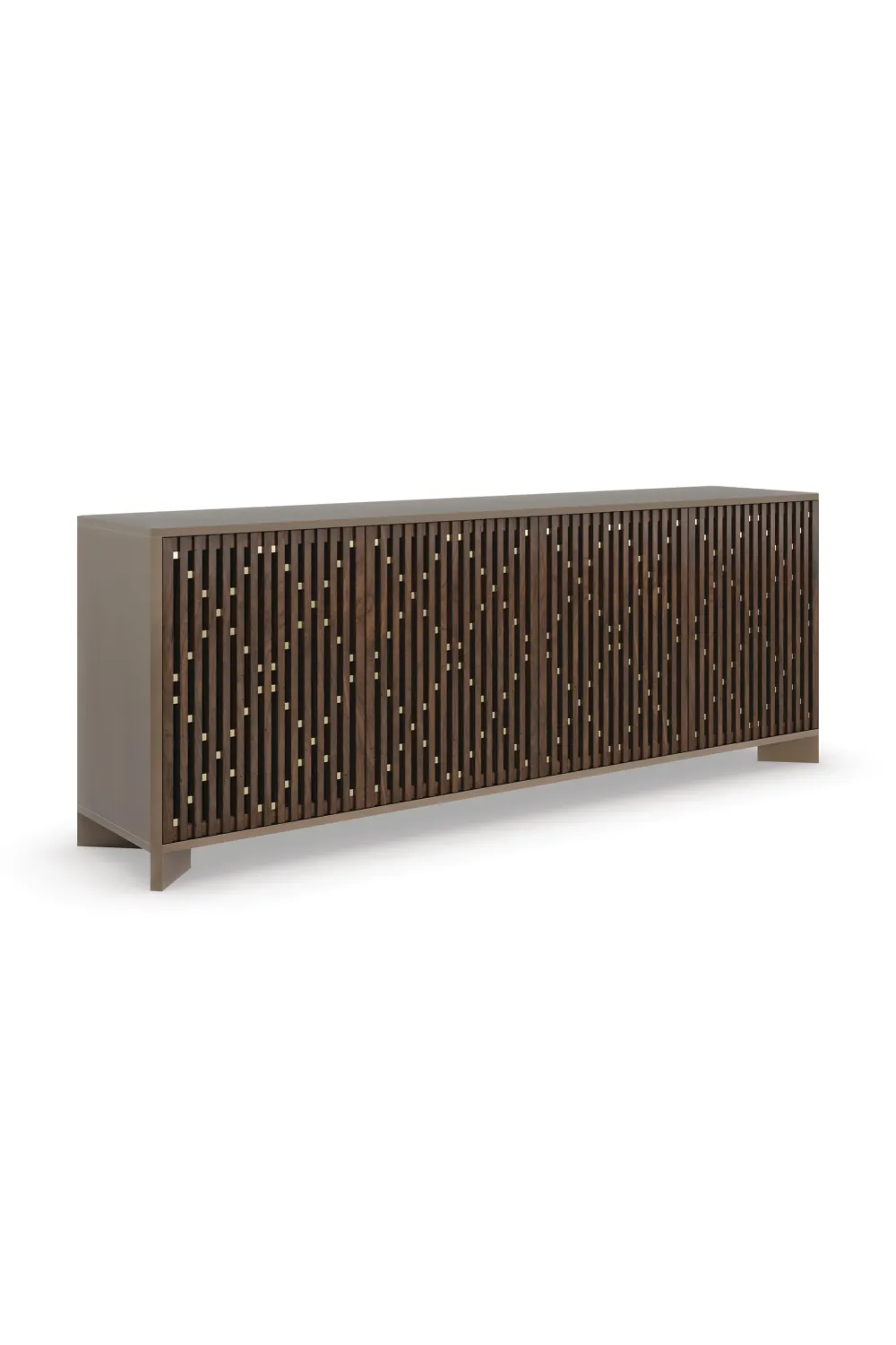 Slatted Wood Media Console | Caracole Diamond In The Rough