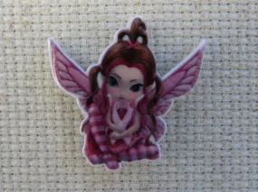 Small Pink Ribbon Fairy Needle Minder, Cover Minder, Magnet