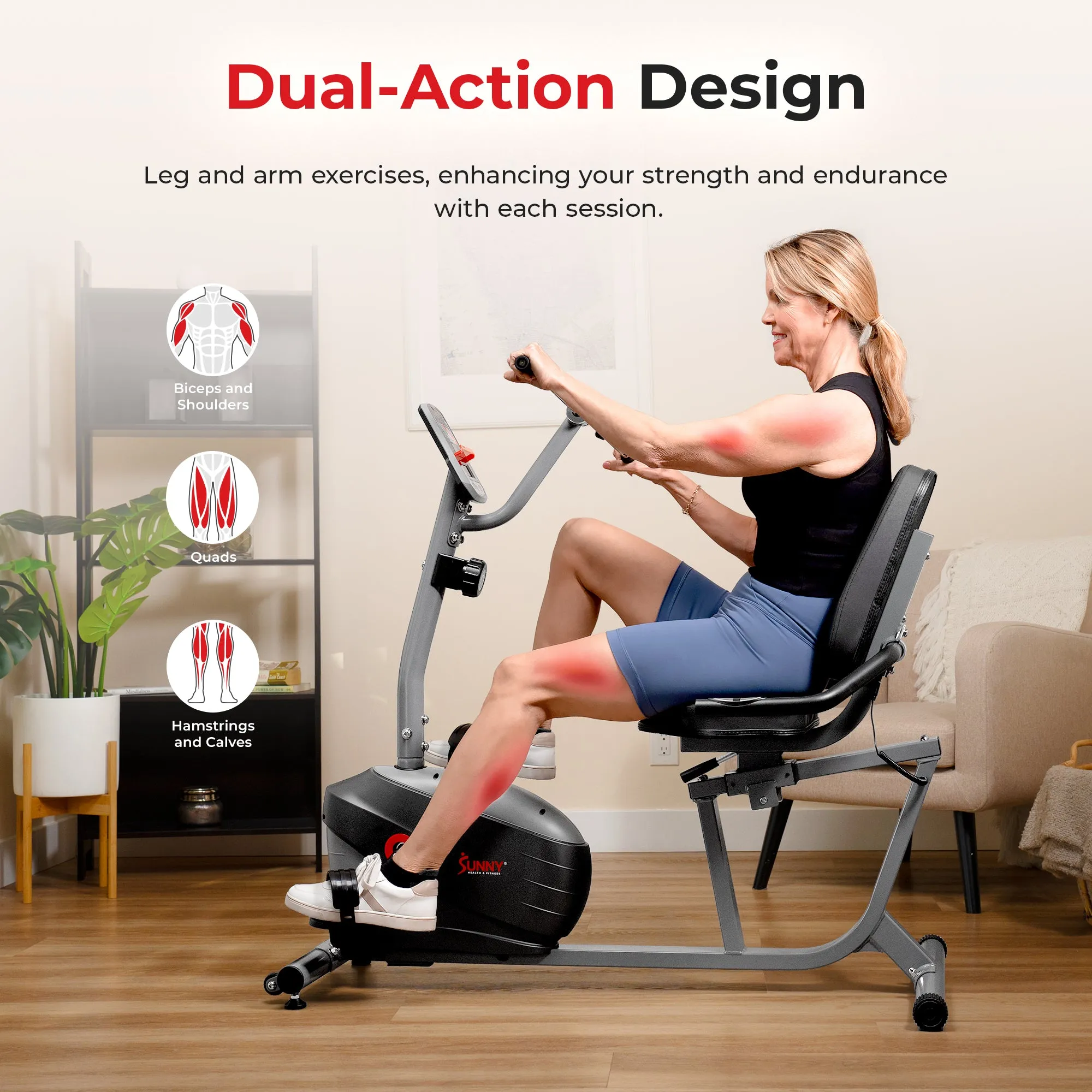 Smart Magnetic Recumbent Bike with Hand Cycle