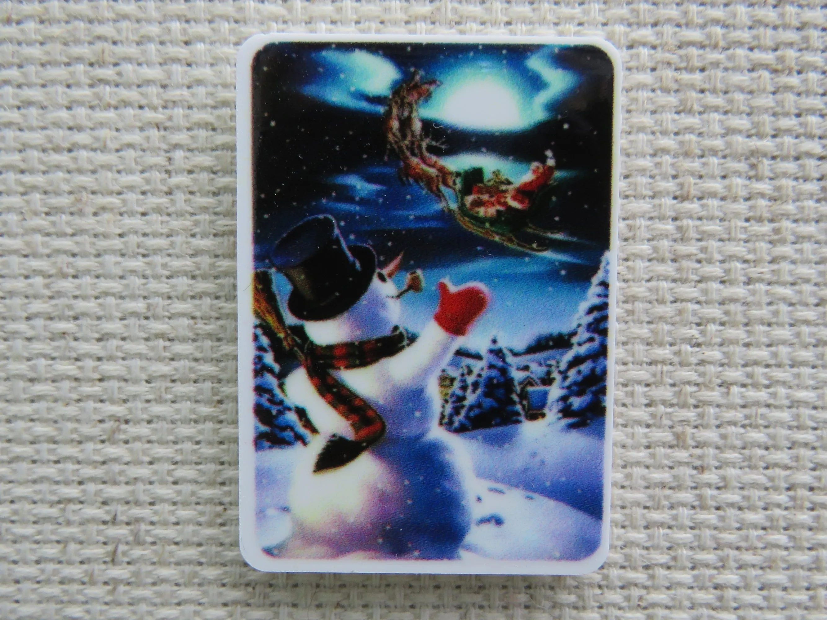 Snowman Christmas Scene Needle Minder, Cover Minder, Magnet