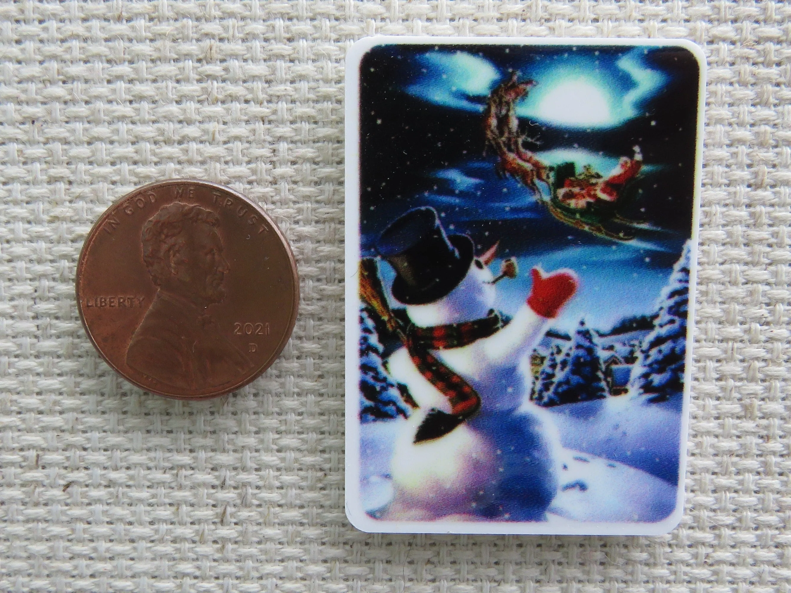 Snowman Christmas Scene Needle Minder, Cover Minder, Magnet