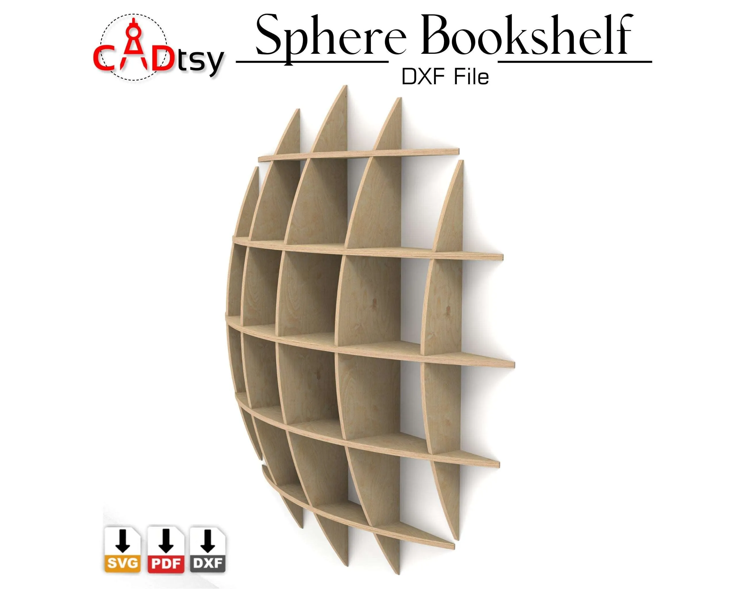 Sphere Waffle Bookshelf DXF/SVG - CNC Router Cutting Files