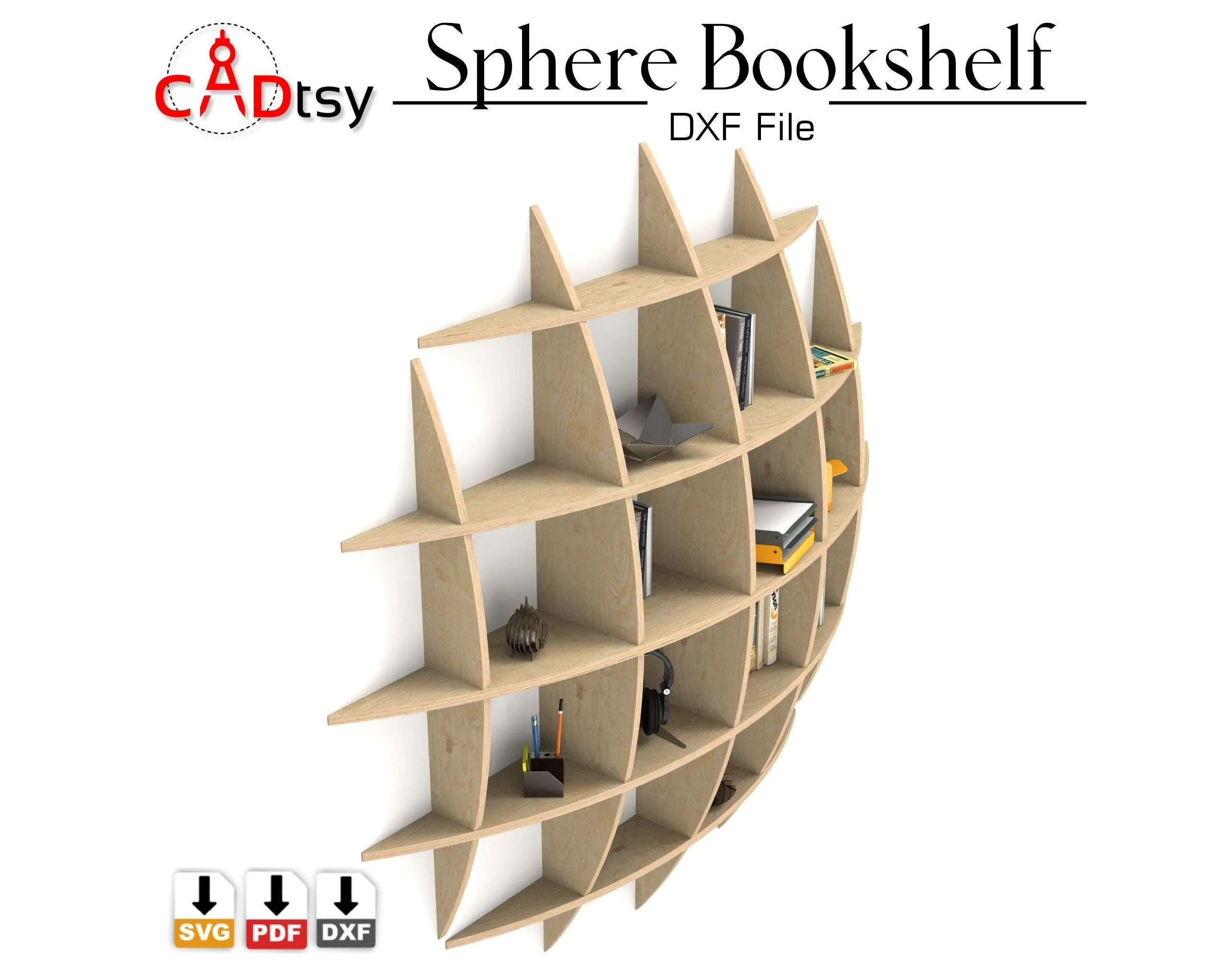 Sphere Waffle Bookshelf DXF/SVG - CNC Router Cutting Files