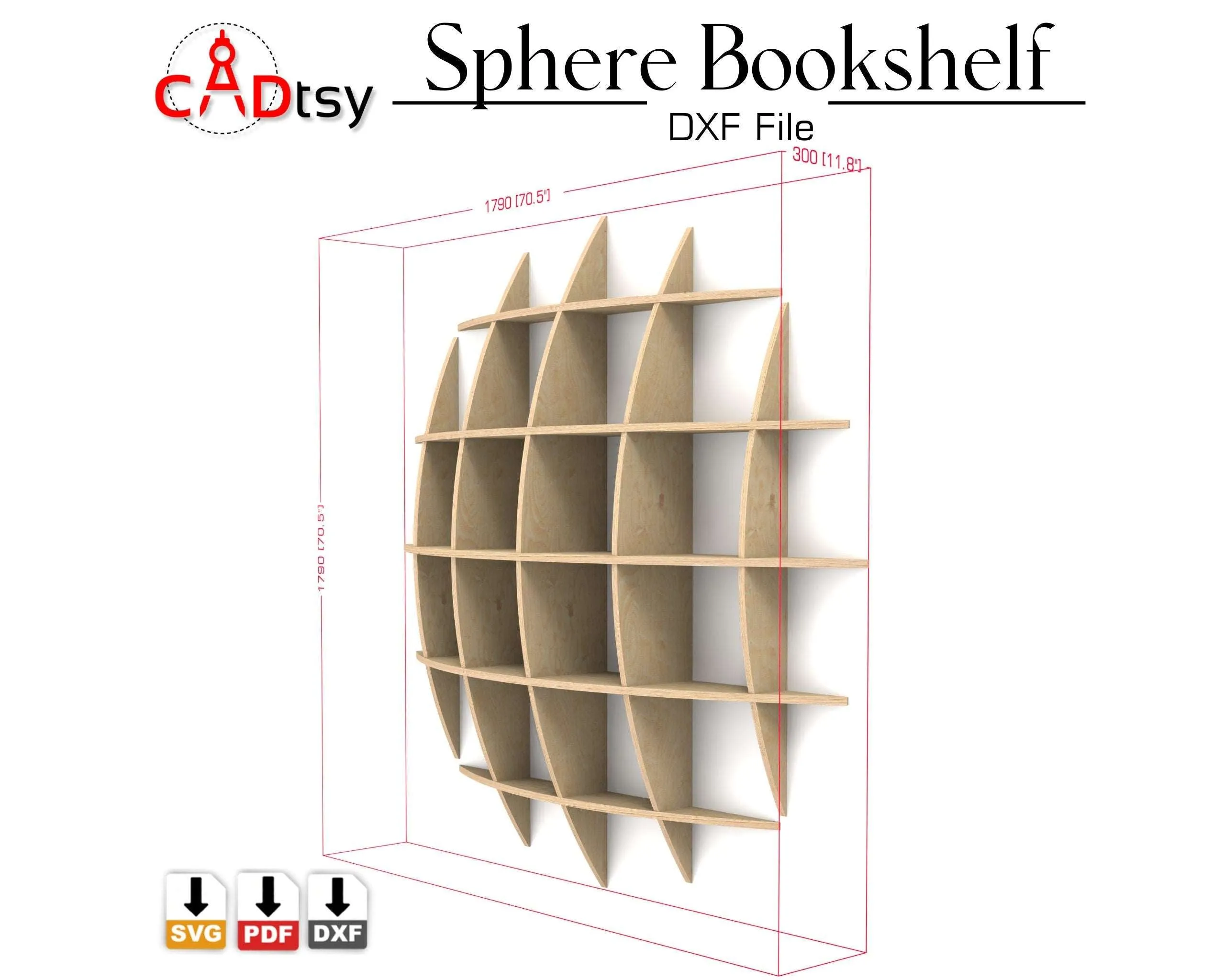 Sphere Waffle Bookshelf DXF/SVG - CNC Router Cutting Files