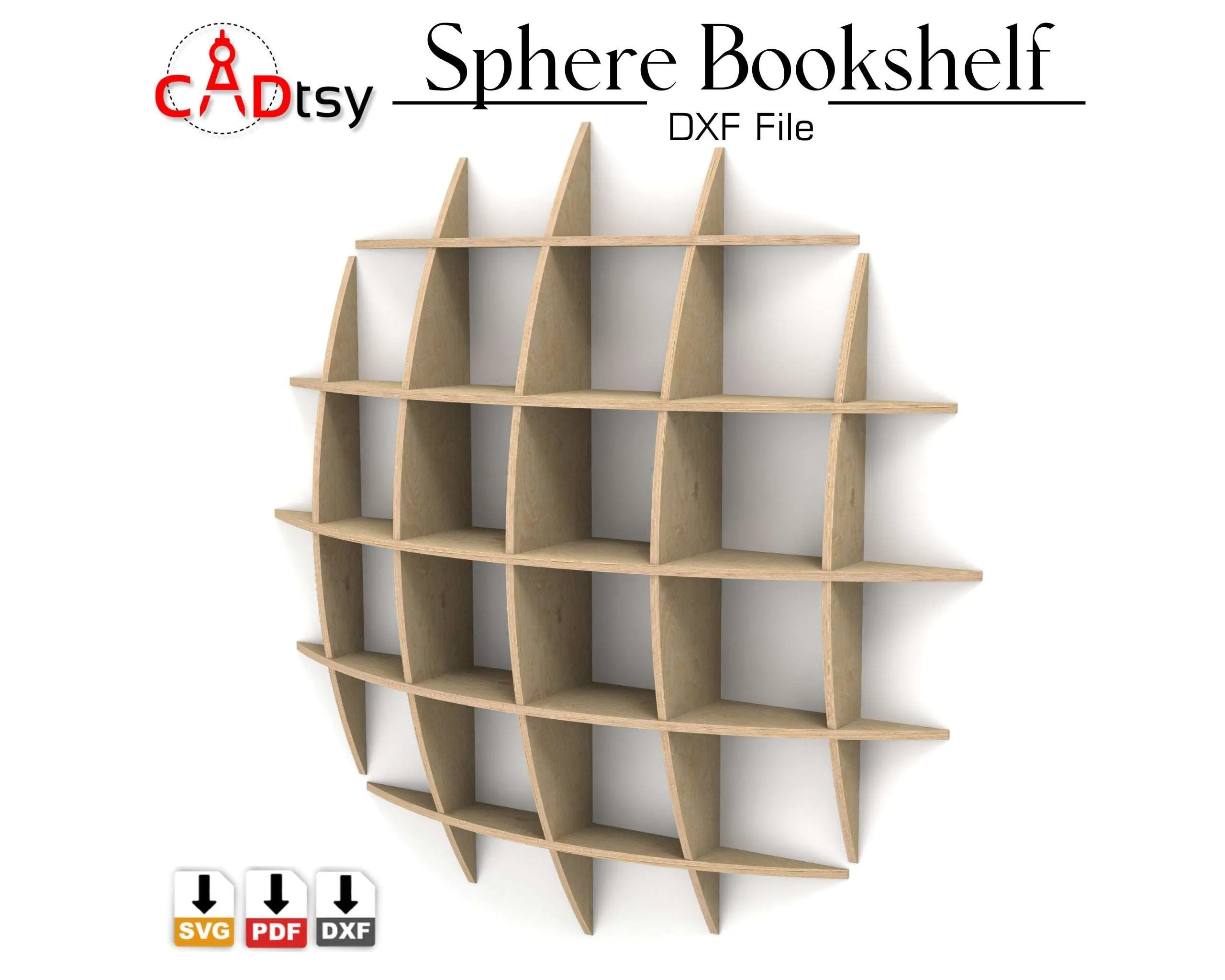 Sphere Waffle Bookshelf DXF/SVG - CNC Router Cutting Files