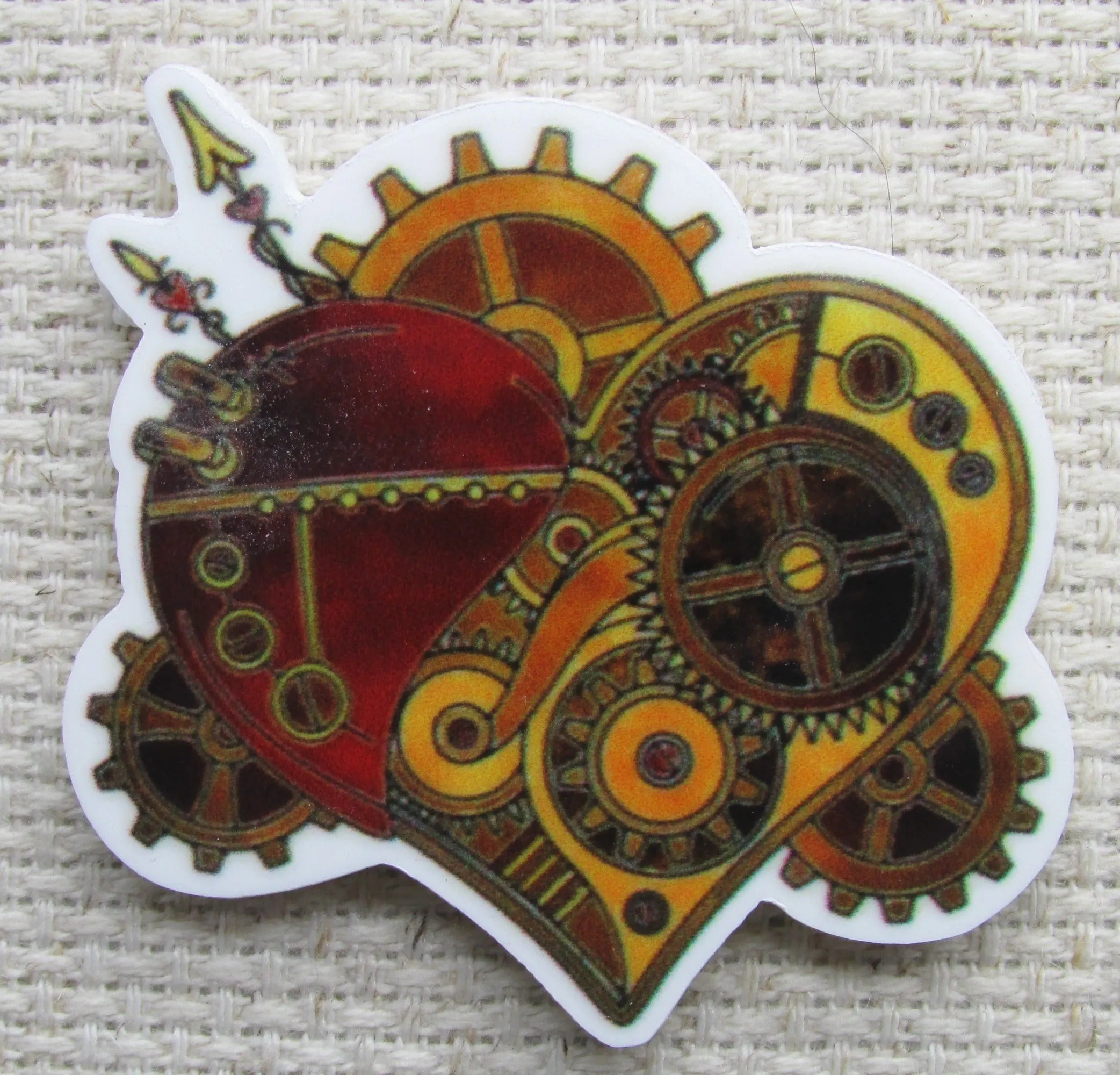 Steampunk Heart Needle Minder, Cover Minder, Magnet