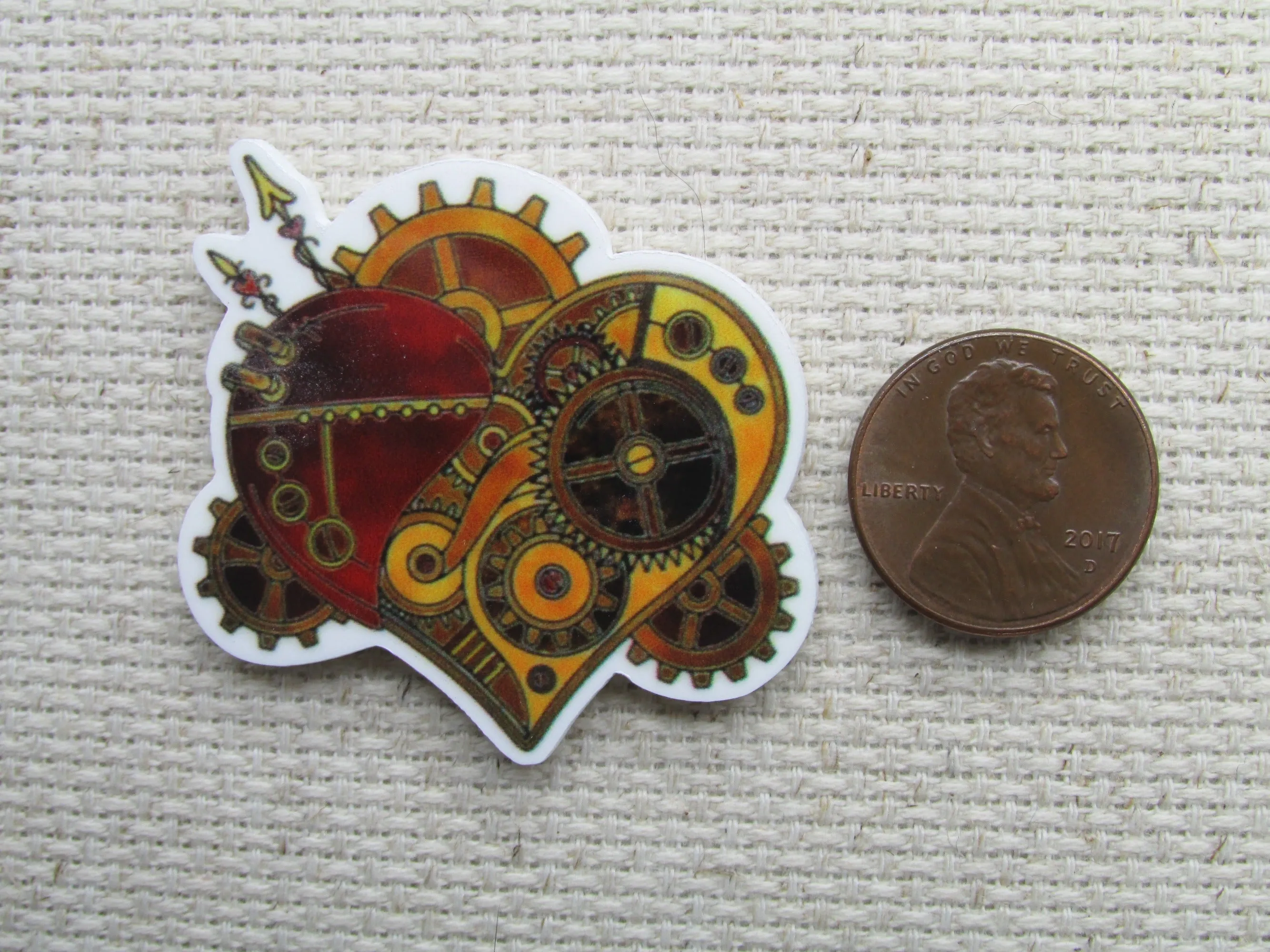 Steampunk Heart Needle Minder, Cover Minder, Magnet