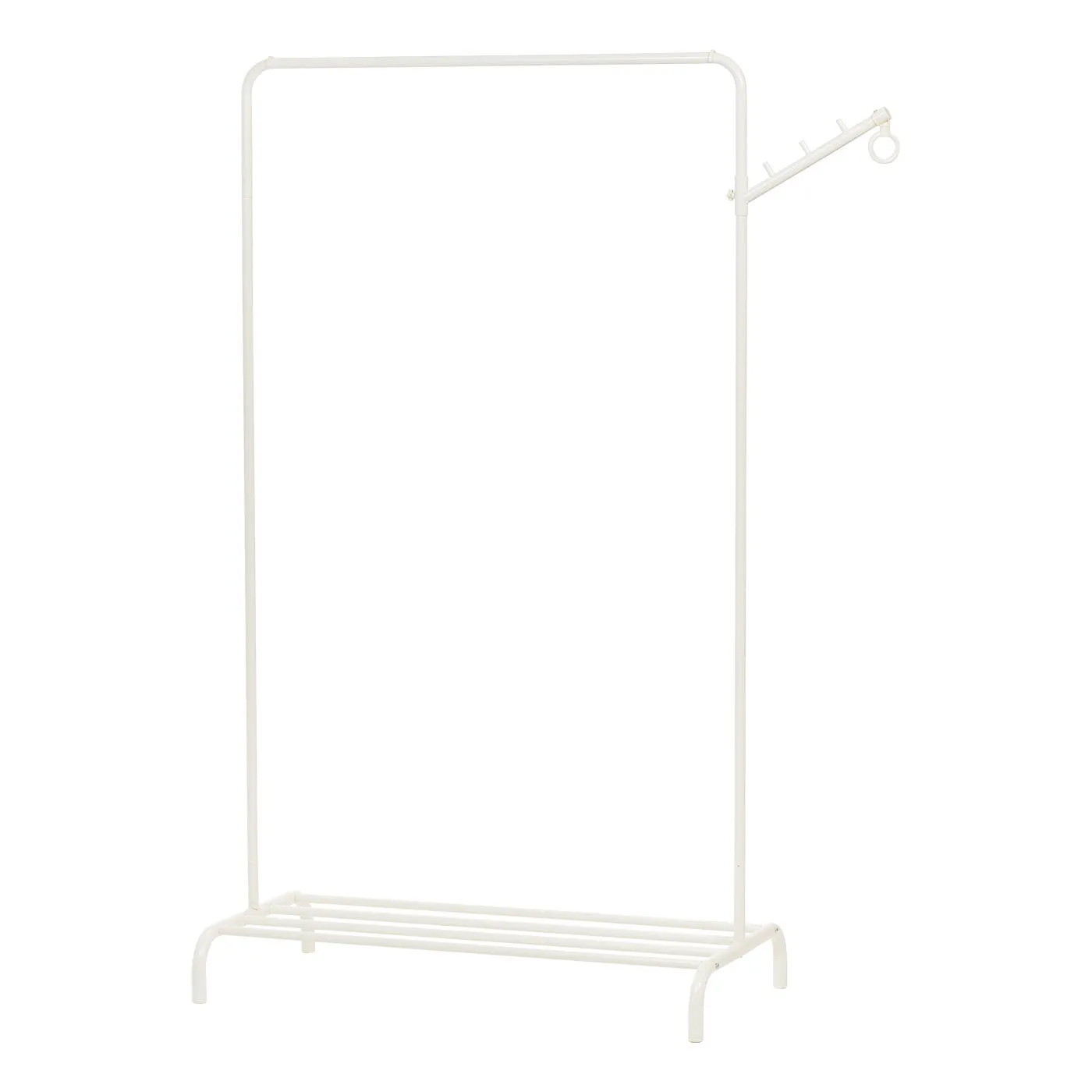 Stylish Clothes Rack with Storage Shelf, Garment Rack with Multipurpose Clothing Hanger for Steaming and Drying Clothes, White Freestanding Clothing Rack