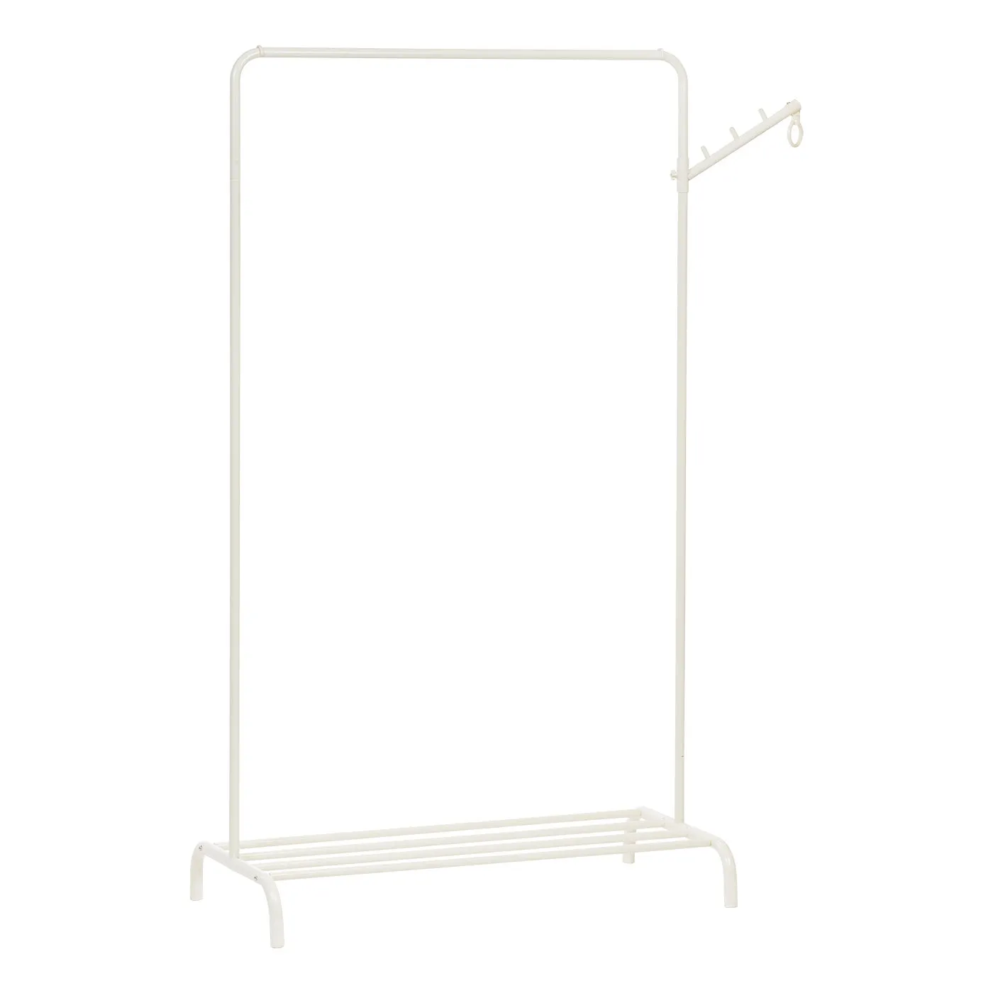 Stylish Clothes Rack with Storage Shelf, Garment Rack with Multipurpose Clothing Hanger for Steaming and Drying Clothes, White Freestanding Clothing Rack