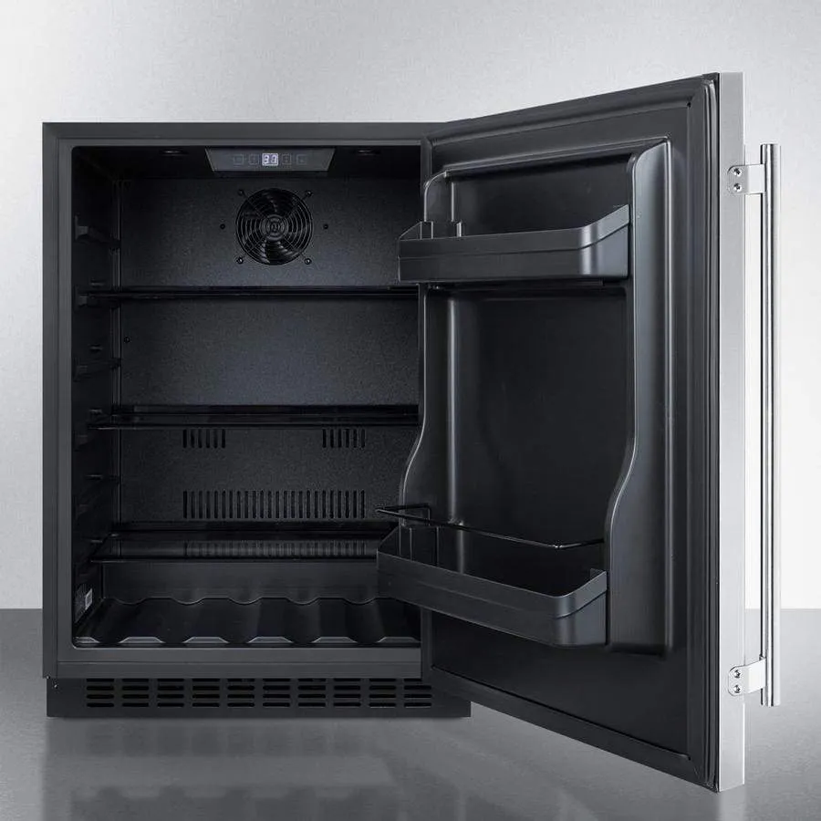 Summit 24" Built-In Undercounter ADA Compliant Black Cabinet/Stainless Steel Door All-Fridge AL54