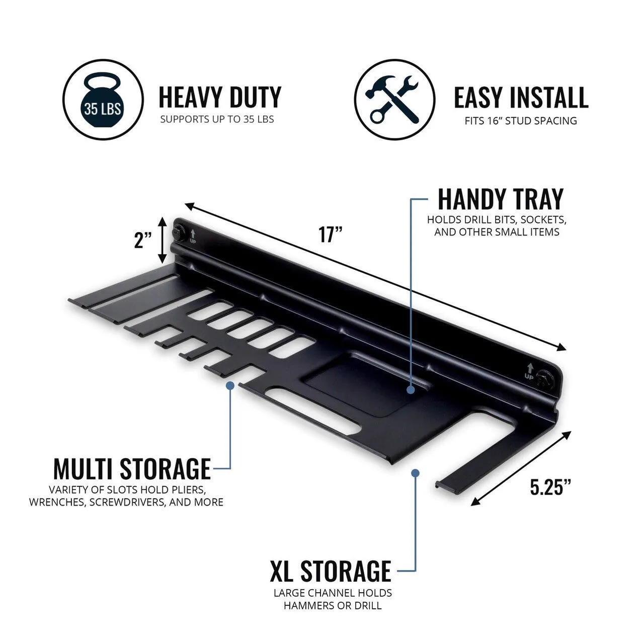 Surry Hand Tool Garage Organizer | Holds 35 lbs