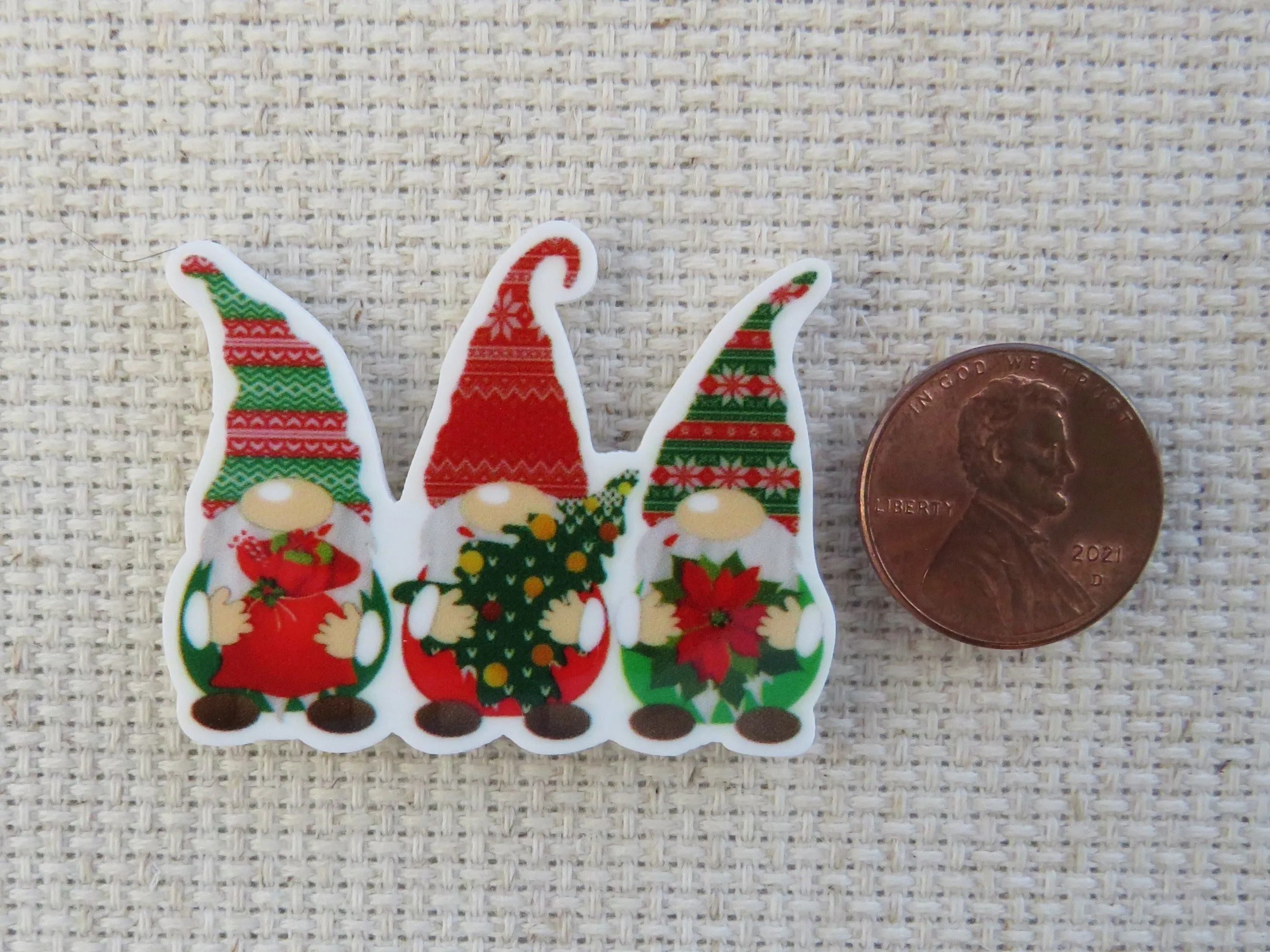 Three Christmas Gnomes Needle Minder, Cover Minder, Magnet