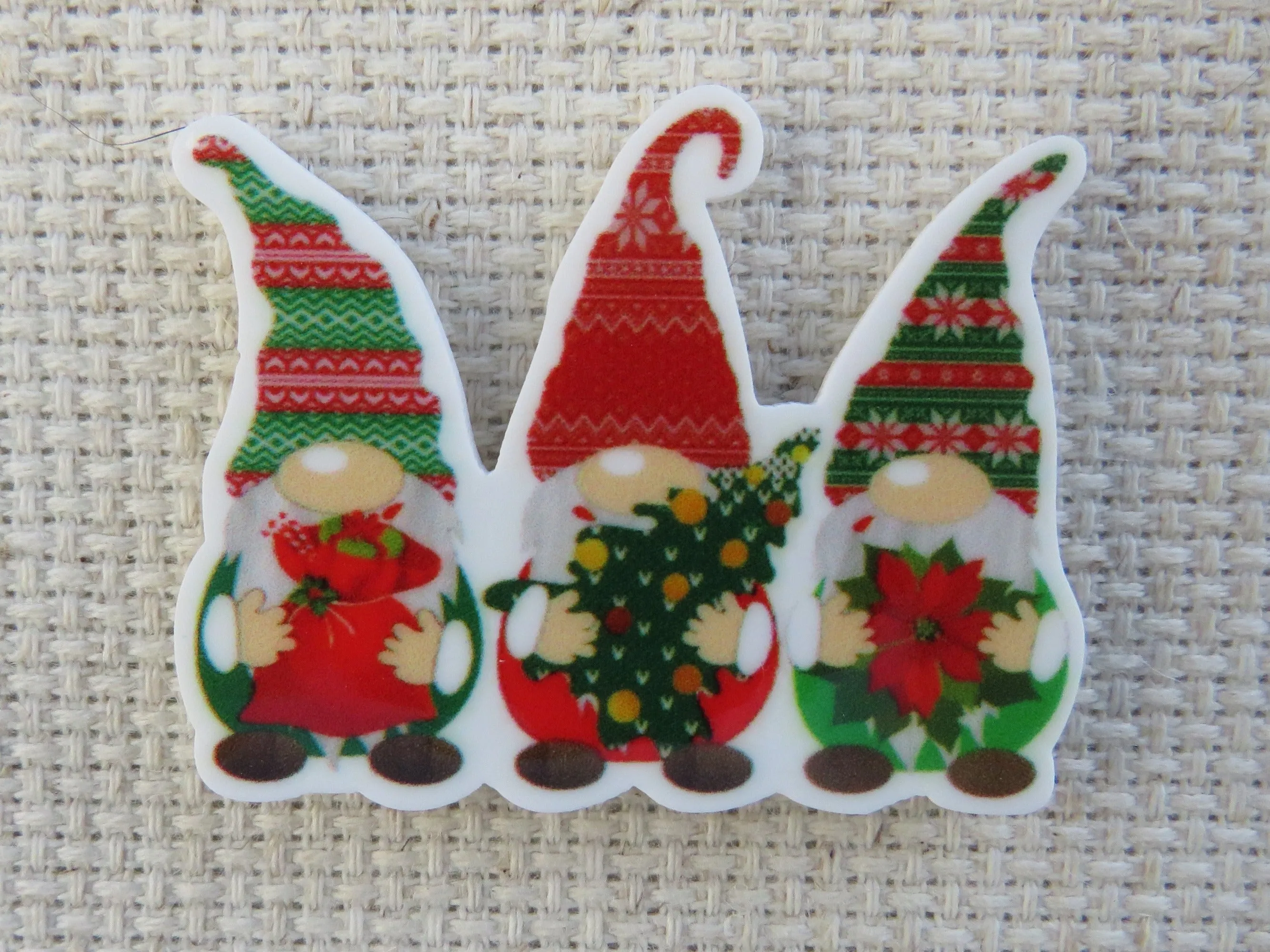 Three Christmas Gnomes Needle Minder, Cover Minder, Magnet