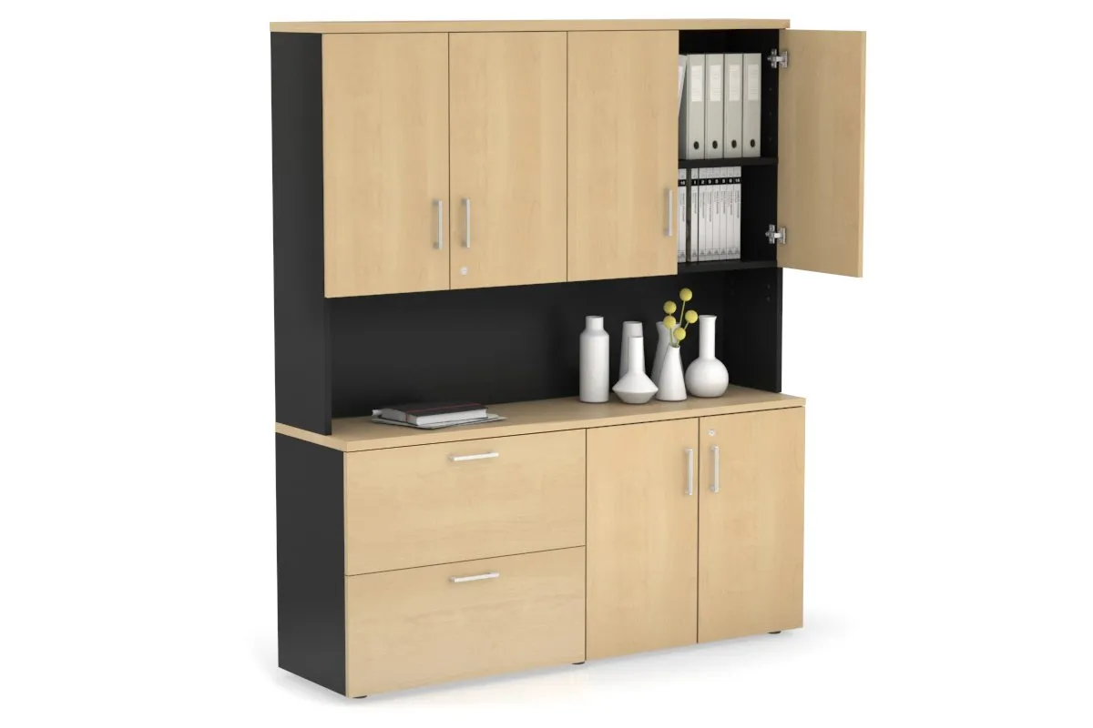 Uniform Small 2 Drawer Lateral File and 2 Door Cupboard - Hutch with Doors