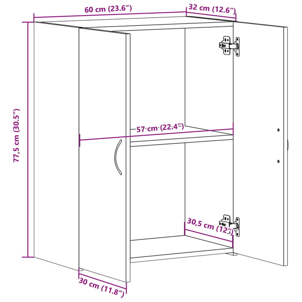 vidaXL File Cabinet White 60x32x77.5 cm Engineered Wood