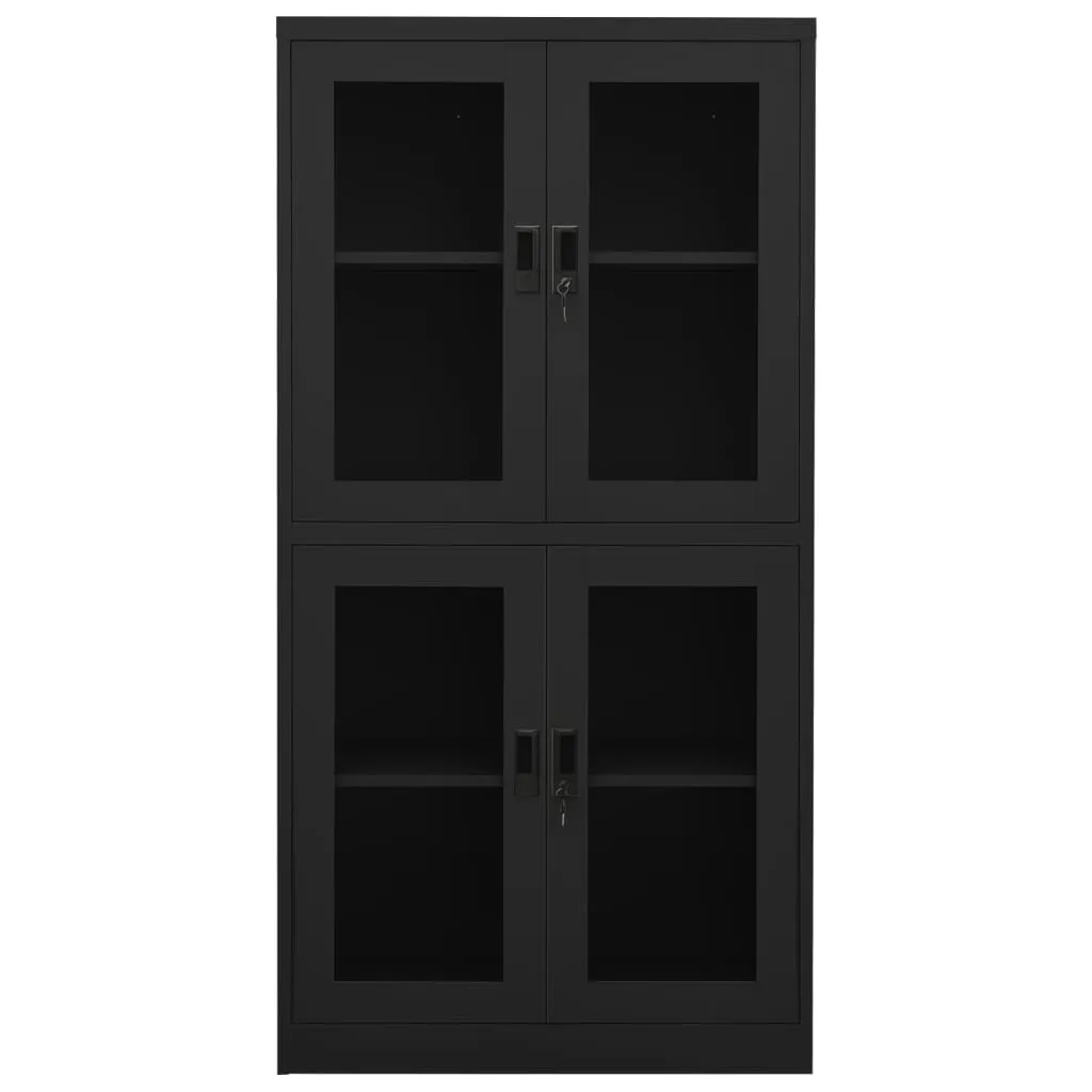 vidaXL Office Cabinet Anthracite 90x40x180 cm Steel and Tempered Glass