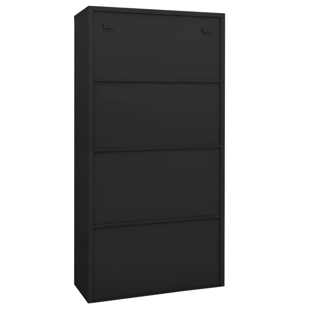 vidaXL Office Cabinet Anthracite 90x40x180 cm Steel and Tempered Glass