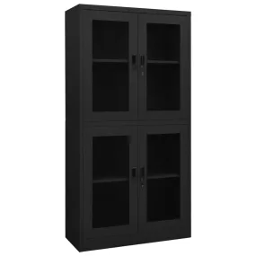 vidaXL Office Cabinet Anthracite 90x40x180 cm Steel and Tempered Glass