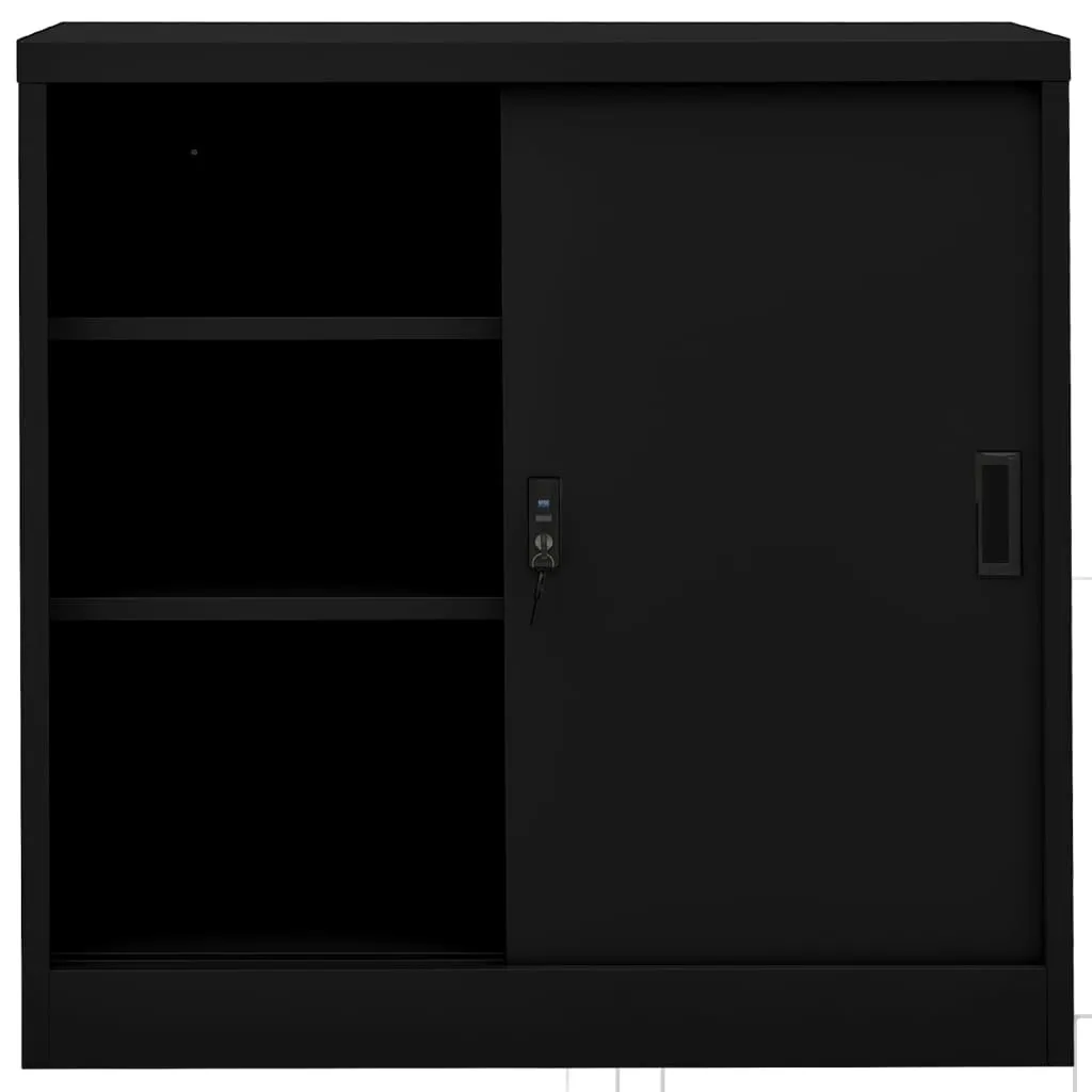 vidaXL Office Cabinet with Sliding Door Black 90x40x90 cm Steel