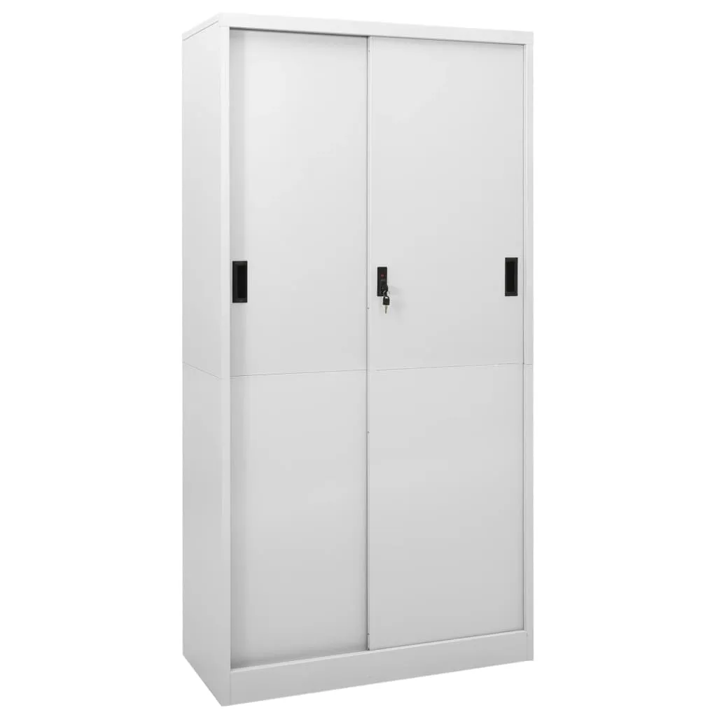 vidaXL Office Cabinet with Sliding Door Light Grey 90x40x180 cm Steel