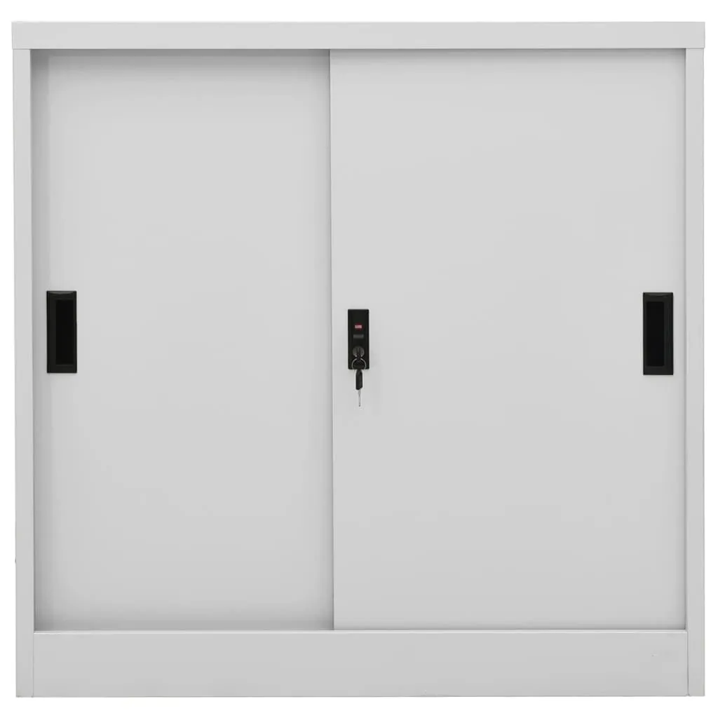 vidaXL Office Cabinet with Sliding Door Light Grey 90x40x90 cm Steel