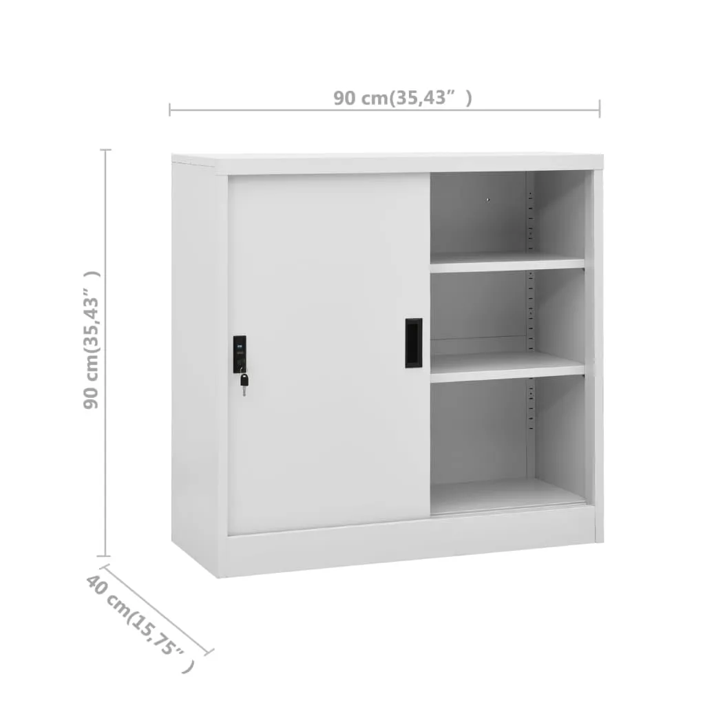 vidaXL Office Cabinet with Sliding Door Light Grey 90x40x90 cm Steel