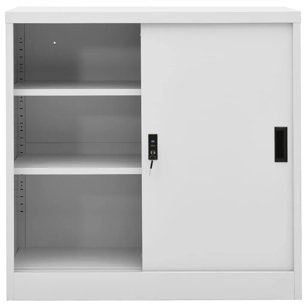 vidaXL Office Cabinet with Sliding Door Light Grey 90x40x90 cm Steel