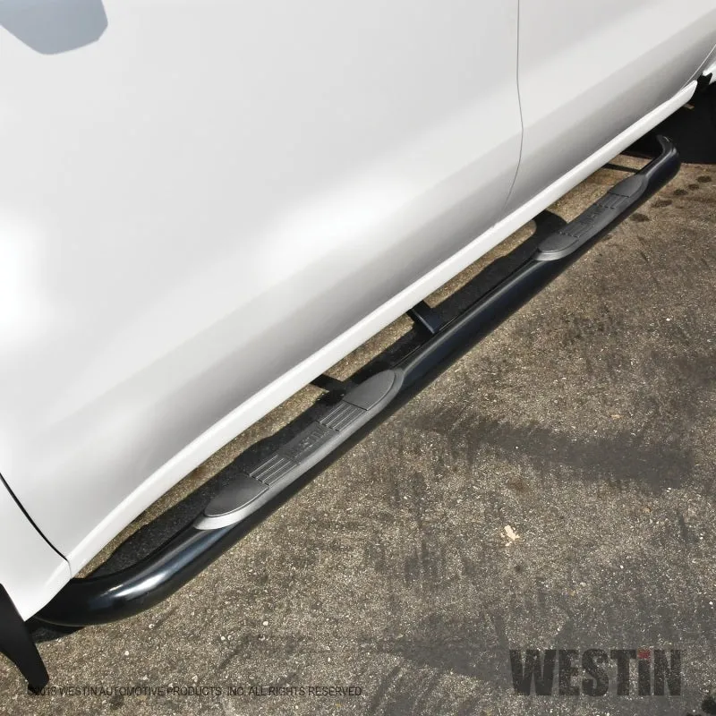 Westin E-Series 3 in OD Bent Step Bars - Black Powder Coat - Crew Cab - GM Fullsize Truck 2019-21 - Pair