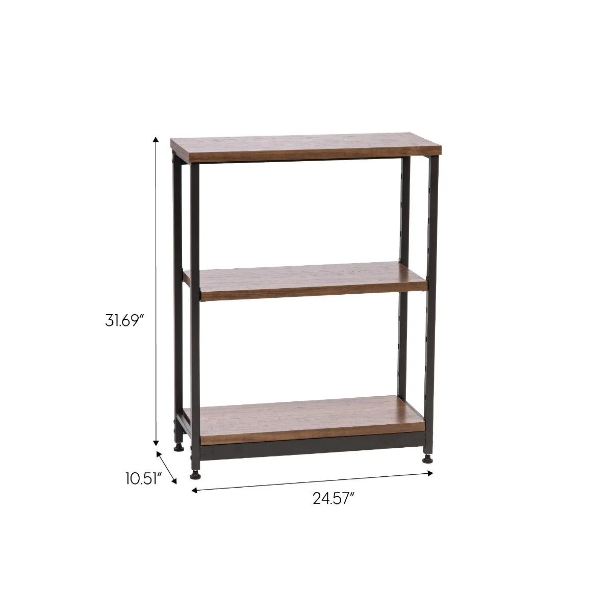 Wood and Metal Shelf - 3 Tier - Narrow